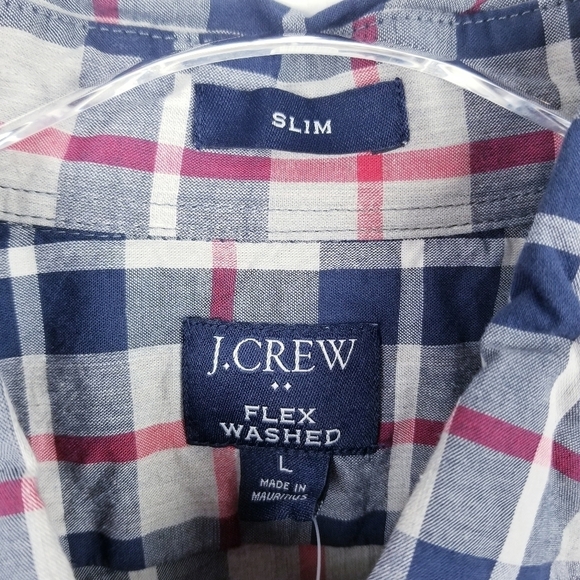 J. Crew Slim Flex Washed Plaid Button Front Shirt NWT size Large - Picture 4 of 10